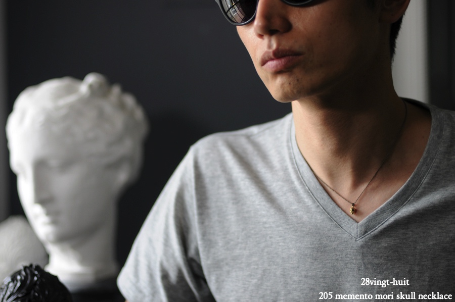 ヴァンユイット 205 メメント モリ スカル ネックレス 18金 シルバー メンズ,28vingt-huit Memento Mori Skull Necklace K18 Silver Mens