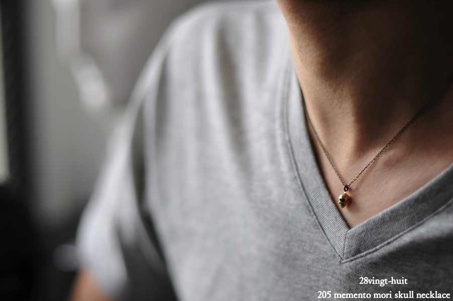 ヴァンユイット 205 メメント モリ スカル ネックレス 18金 シルバー メンズ,28vingt-huit Memento Mori Skull Necklace K18 Silver Mens