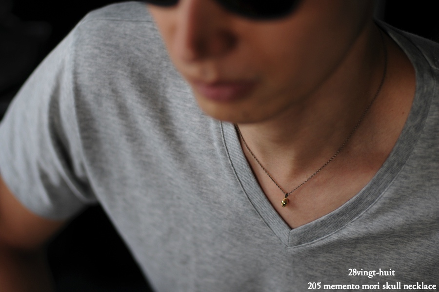 ヴァンユイット 205 メメント モリ スカル ネックレス 18金 シルバー メンズ,28vingt-huit Memento Mori Skull Necklace K18 Silver Mens