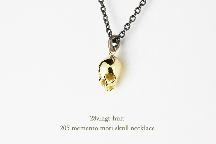 ヴァンユイット 205 メメント モリ スカル ネックレス 18金 シルバー メンズ,28vingt-huit Memento Mori Skull Necklace K18 Silver Mens