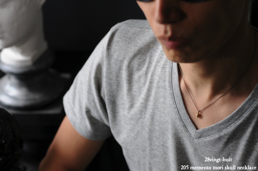 ヴァンユイット 205 メメント モリ スカル ネックレス 18金 シルバー メンズ,28vingt-huit Memento Mori Skull Necklace K18 Silver Mens