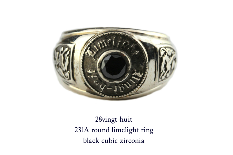 28vingt-huit 231a ラウンド カレッジ リング ブラック ジルコニア メンズ シルバー,ヴァンユィット Round limelight ring Silver Mens