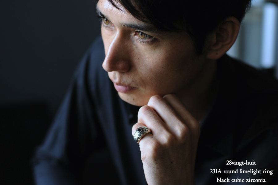 28vingt-huit 231a ラウンド カレッジ リング ブラック ジルコニア メンズ シルバー,ヴァンユィット Round limelight ring Silver Mens