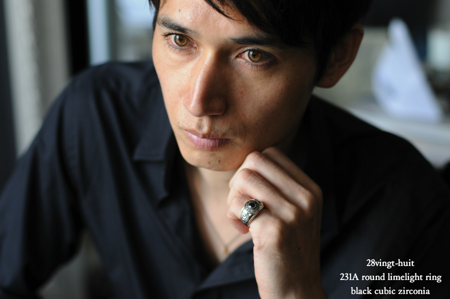 28vingt-huit 231a ラウンド カレッジ リング ブラック ジルコニア メンズ シルバー,ヴァンユィット Round limelight ring Silver Mens