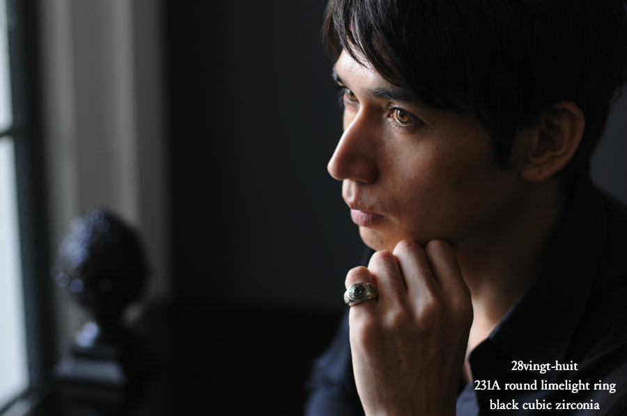 28vingt-huit 231a ラウンド カレッジ リング ブラック ジルコニア メンズ シルバー,ヴァンユィット Round limelight ring Silver Mens