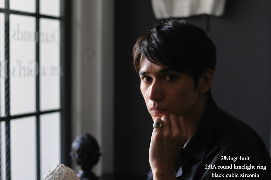 28vingt-huit 231a ラウンド カレッジ リング ブラック ジルコニア メンズ シルバー,ヴァンユィット Round limelight ring Silver Mens