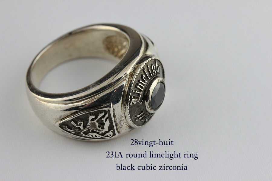 28vingt-huit 231a ラウンド カレッジ リング ブラック ジルコニア メンズ シルバー,ヴァンユィット Round limelight ring Silver Mens