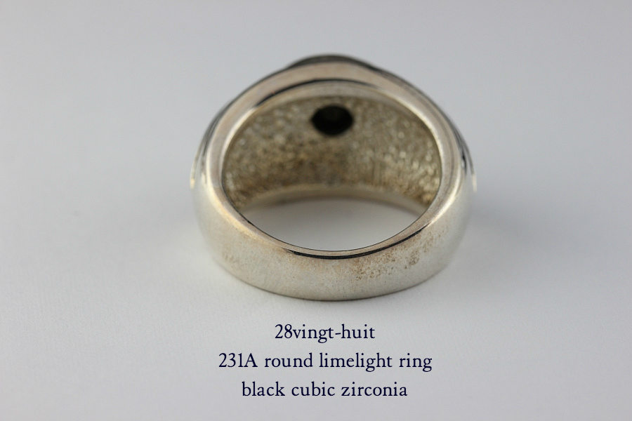 28vingt-huit 231a ラウンド カレッジ リング ブラック ジルコニア メンズ シルバー,ヴァンユィット Round limelight ring Silver Mens