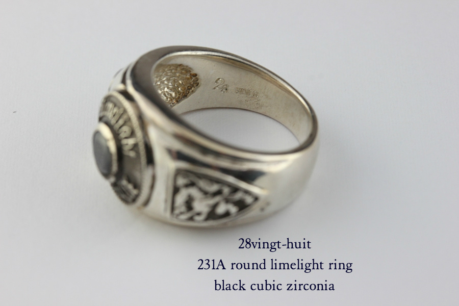 28vingt-huit 231A Round Limelight Ring Black Cubic Zirconia Silver925(ヴァン  ユィット ラウンド ライムライト リング ブラック キュービック ジルコニア)