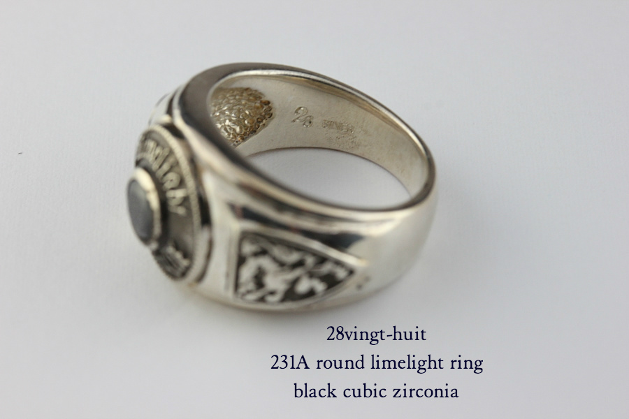 28vingt-huit 231a ラウンド カレッジ リング ブラック ジルコニア メンズ シルバー,ヴァンユィット Round limelight ring Silver Mens