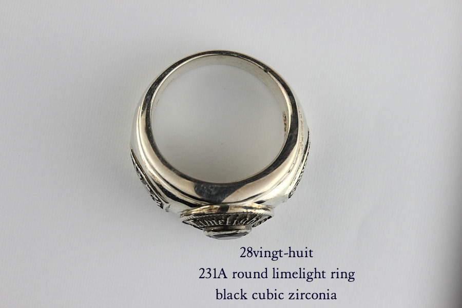 28vingt-huit 231A Roung Limelight Ring Black Cubic Zirconia