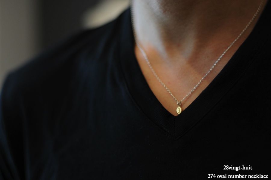 ヴァンユイット 274 オーバル ナンバー 数字 ネックレス 18金 シルバー メンズ,28vingt-huit Oval Number Necklace K18 Silver Mens