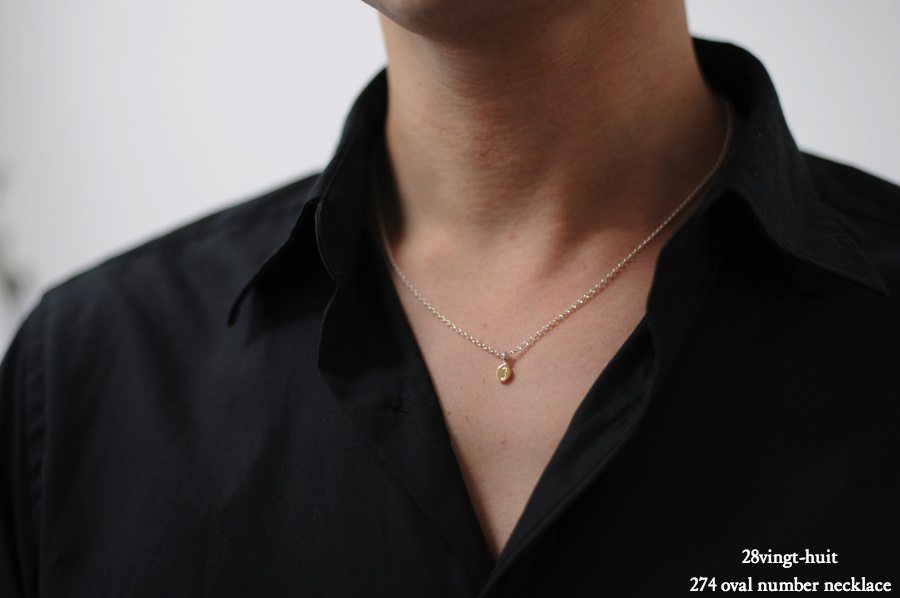 ヴァンユイット 274 オーバル ナンバー 数字 ネックレス 18金 シルバー メンズ,28vingt-huit Oval Number Necklace K18 Silver Mens