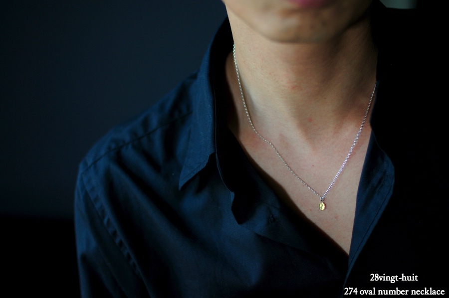 ヴァンユイット 274 オーバル ナンバー 数字 ネックレス 18金 シルバー メンズ,28vingt-huit Oval Number Necklace K18 Silver Mens