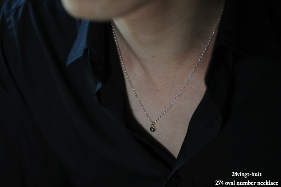 ヴァンユイット 274 オーバル ナンバー 数字 ネックレス 18金 シルバー メンズ,28vingt-huit Oval Number Necklace K18 Silver Mens