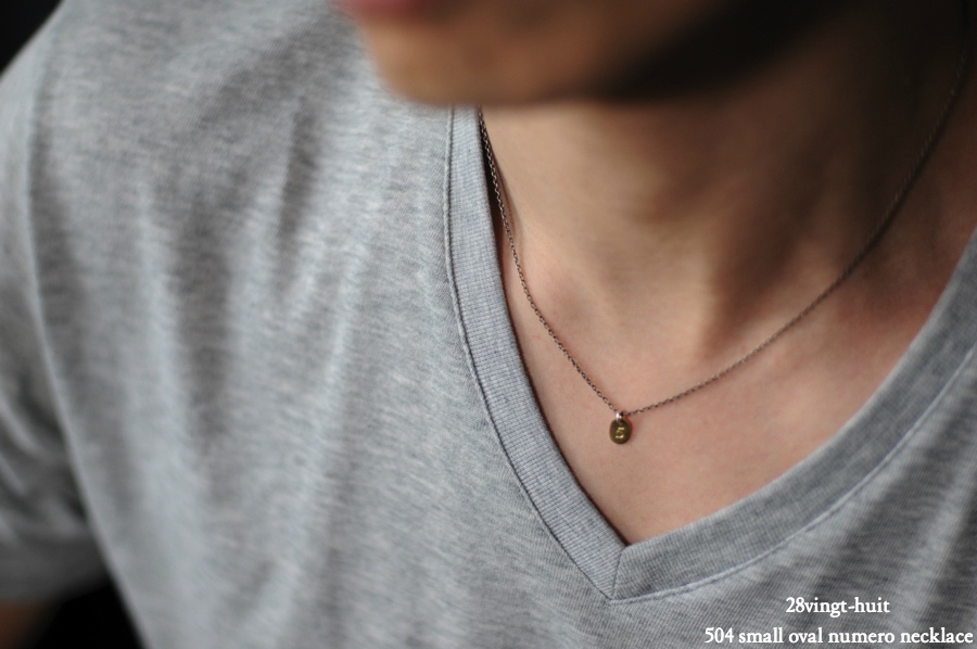 ヴァンユイット 504 ナンバー 数字 ネックレス 18金 シルバー メンズ,28vingt-huit Numero Number Necklace K18 Silver Mens