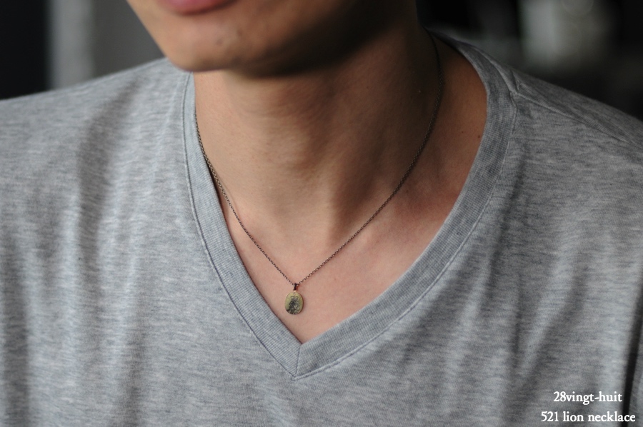 ヴァンユイット 521 ライオン 刻印 ネックレス 18金 シルバー メンズ,28vingt-huit Lion Necklace K18 Silver Mens