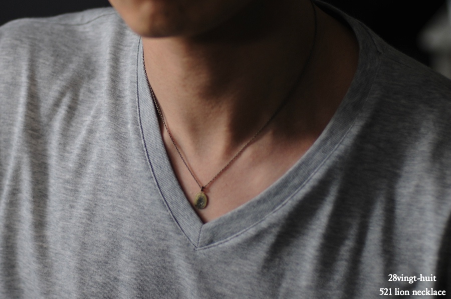 ヴァンユイット 521 ライオン 刻印 ネックレス 18金 シルバー メンズ,28vingt-huit Lion Necklace K18 Silver Mens