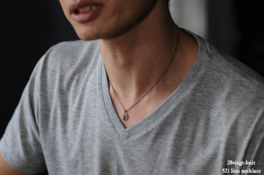 ヴァンユイット 521 ライオン 刻印 ネックレス 18金 シルバー メンズ,28vingt-huit Lion Necklace K18 Silver Mens