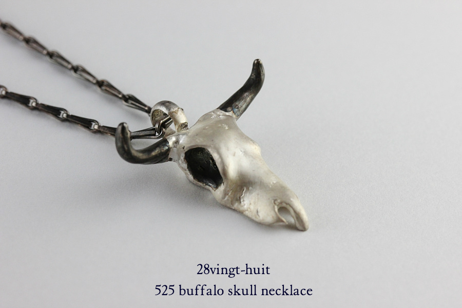 28vingt-huit 525 バッファロー スカル ネックレス メンズ シルバー,ヴァンユィット Buffalo skull necklace Silver Mens