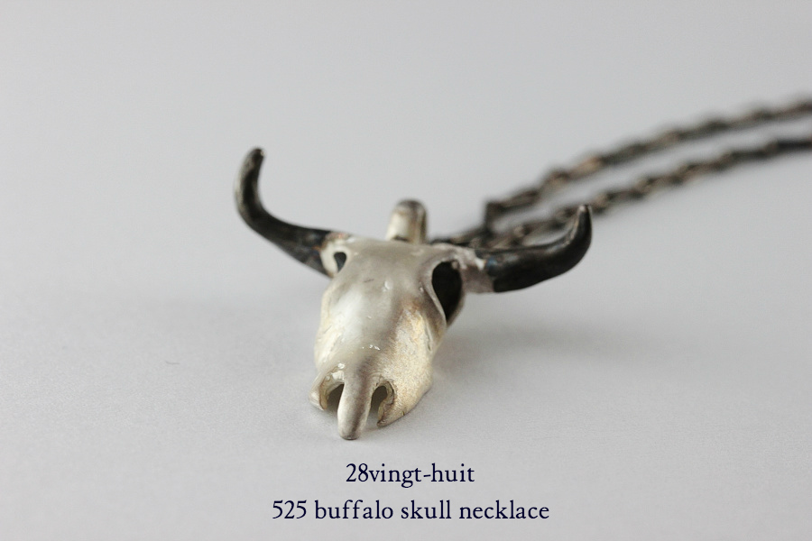 28vingt-huit 525 バッファロー スカル ネックレス メンズ シルバー,ヴァンユィット Buffalo skull necklace Silver Mens