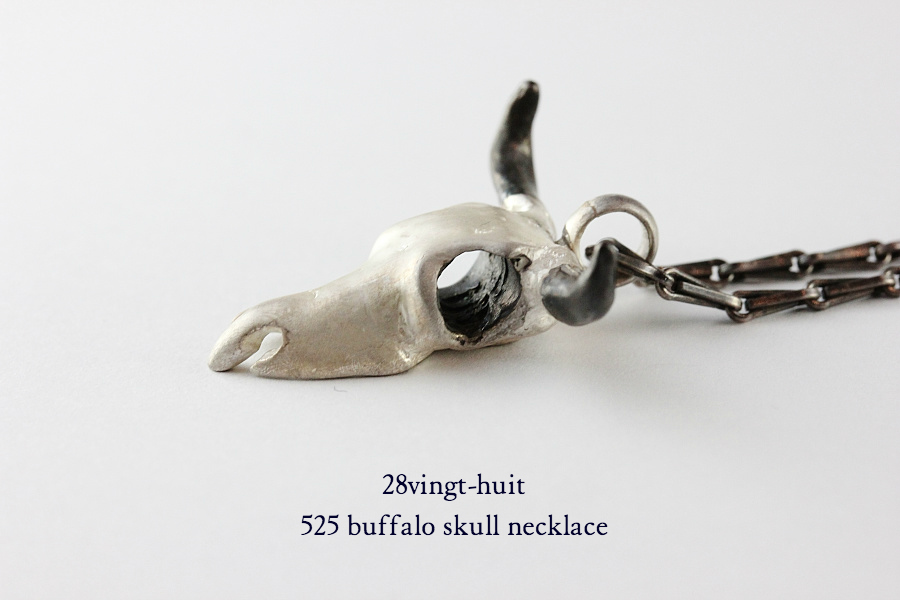 28vingt-huit 525 バッファロー スカル ネックレス メンズ シルバー,ヴァンユィット Buffalo skull necklace Silver Mens