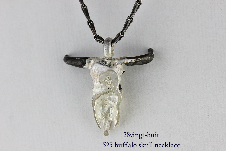 28vingt-huit 525 バッファロー スカル ネックレス メンズ シルバー,ヴァンユィット Buffalo skull necklace Silver Mens
