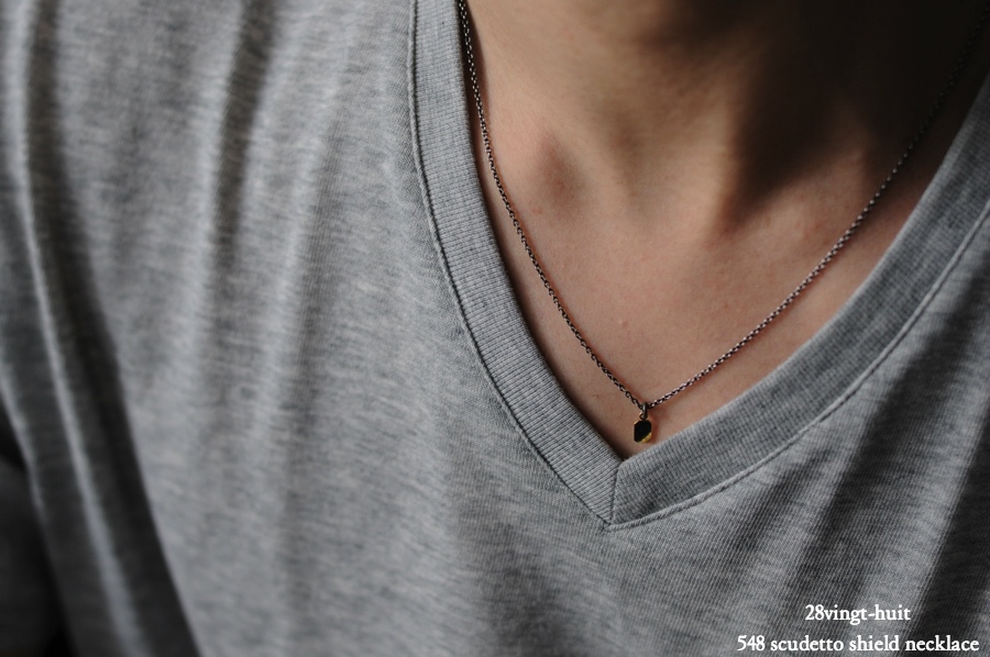 ヴァンユイット 548 スクデット シールド 盾 ネックレス 18金 シルバー メンズ,28vingt-huit Scudetto Shield Necklace K18 Silver Mens