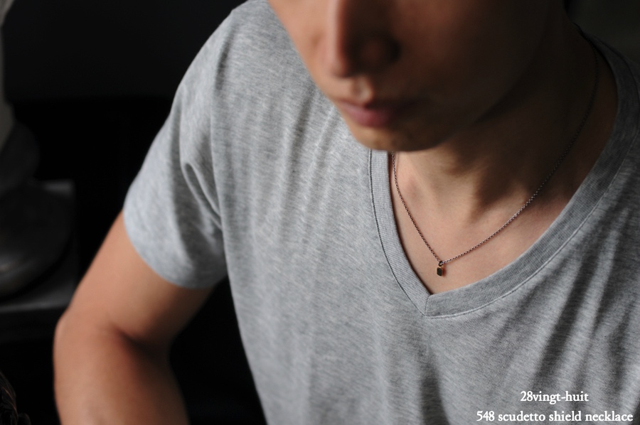 ヴァンユイット 548 スクデット シールド 盾 ネックレス 18金 シルバー メンズ,28vingt-huit Scudetto Shield Necklace K18 Silver Mens