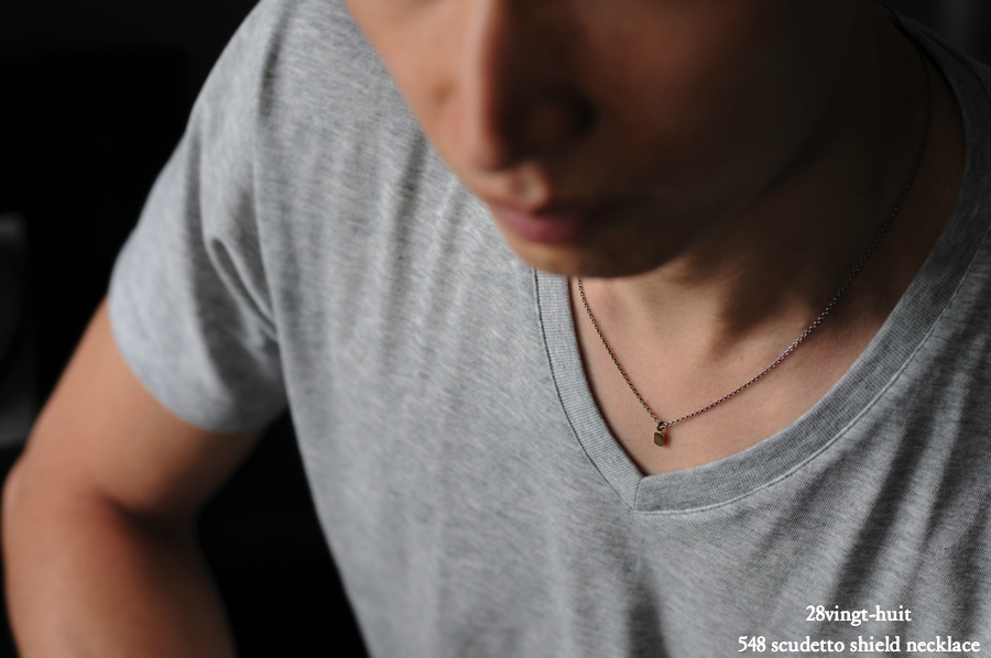 ヴァンユイット 548 スクデット シールド 盾 ネックレス 18金 シルバー メンズ,28vingt-huit Scudetto Shield Necklace K18 Silver Mens