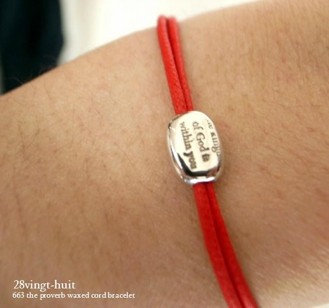 28vingt-huit 663 格言 紐ブレスレット ワックスコード シルバー メンズ,ヴァンユイット the proverb Wax Cord Bracelet