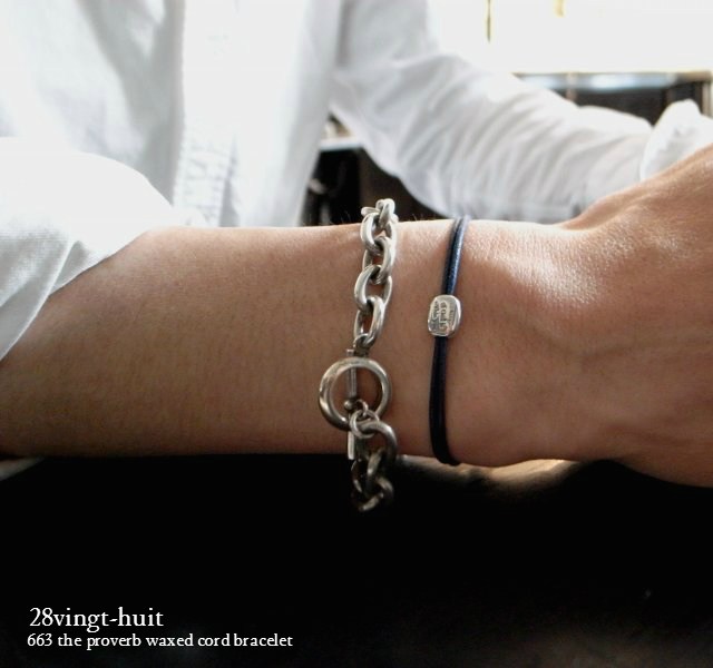 28vingt-huit 663 格言 紐ブレスレット ワックスコード シルバー メンズ,ヴァンユイット the proverb Wax Cord Bracelet