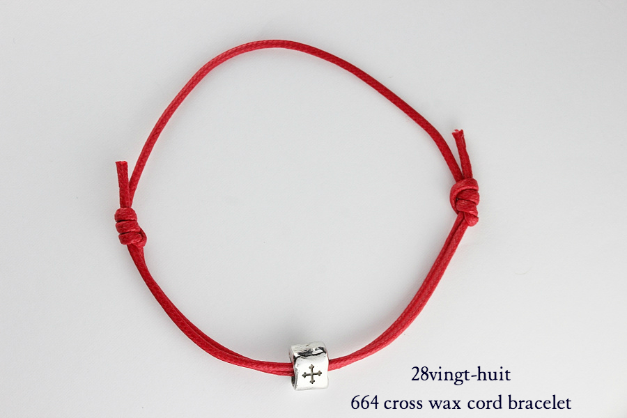 28vingt-huit 664 クロス 紐ブレスレット ワックスコード シルバー メンズ,ヴァンユイット Cross Wax Cord Bracelet