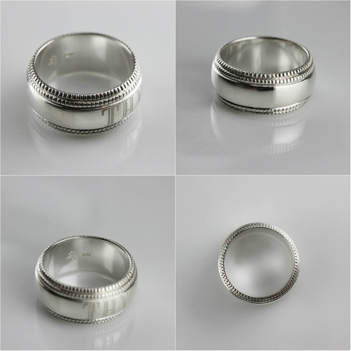 28vingt-huit 738 ダブル ミルグレイン 格言 リング メンズ シルバー,ヴァンユィット Double Milgrain Proverb Ring Silver Mens