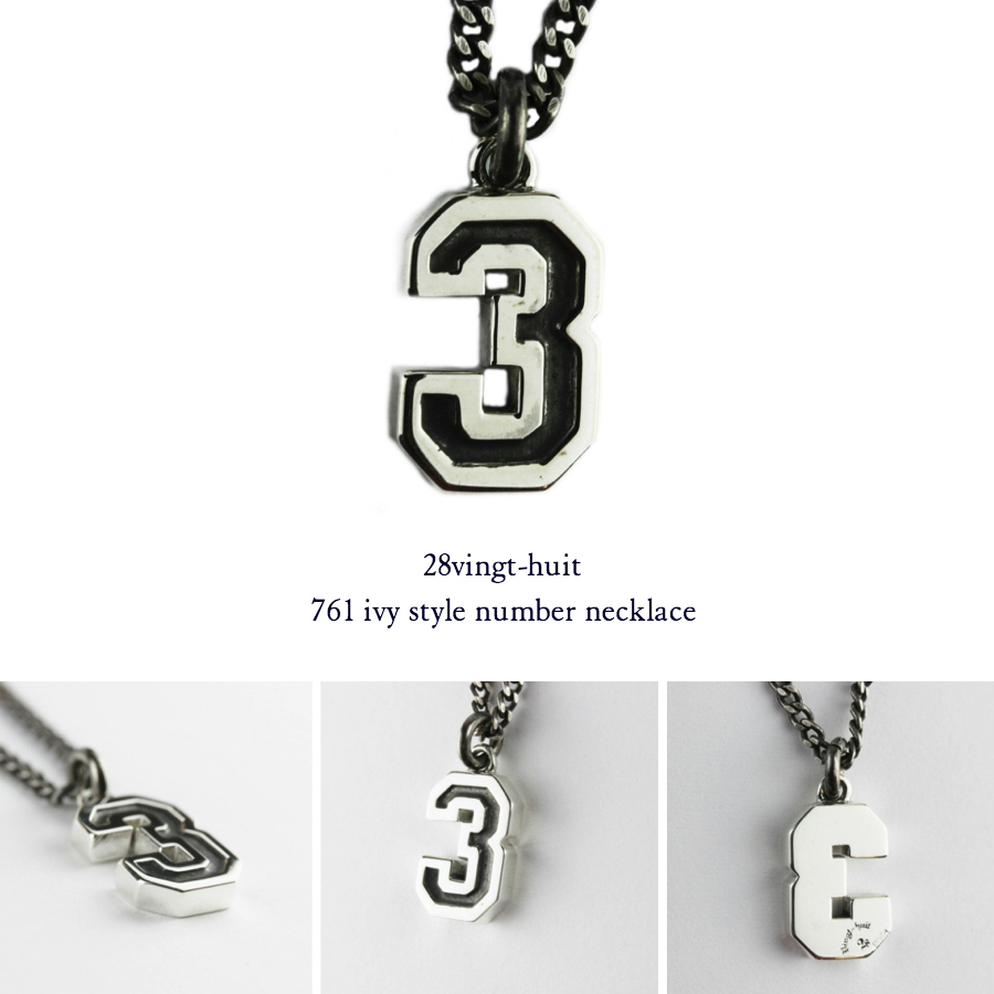 28vingt-huit 761 ナンバー 数字 ネックレス メンズ シルバー,ヴァンユィット Number Ivy Style Necklace Silver Mens