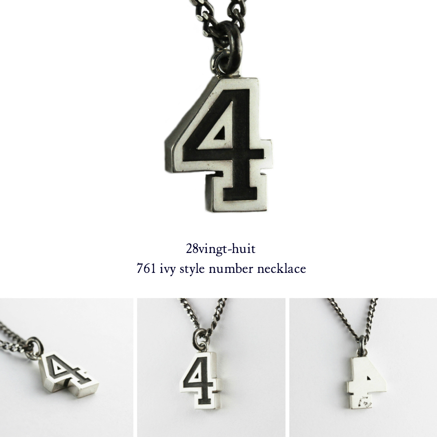 28vingt-huit 761 ナンバー 数字 ネックレス メンズ シルバー,ヴァンユィット Number Ivy Style Necklace Silver Mens