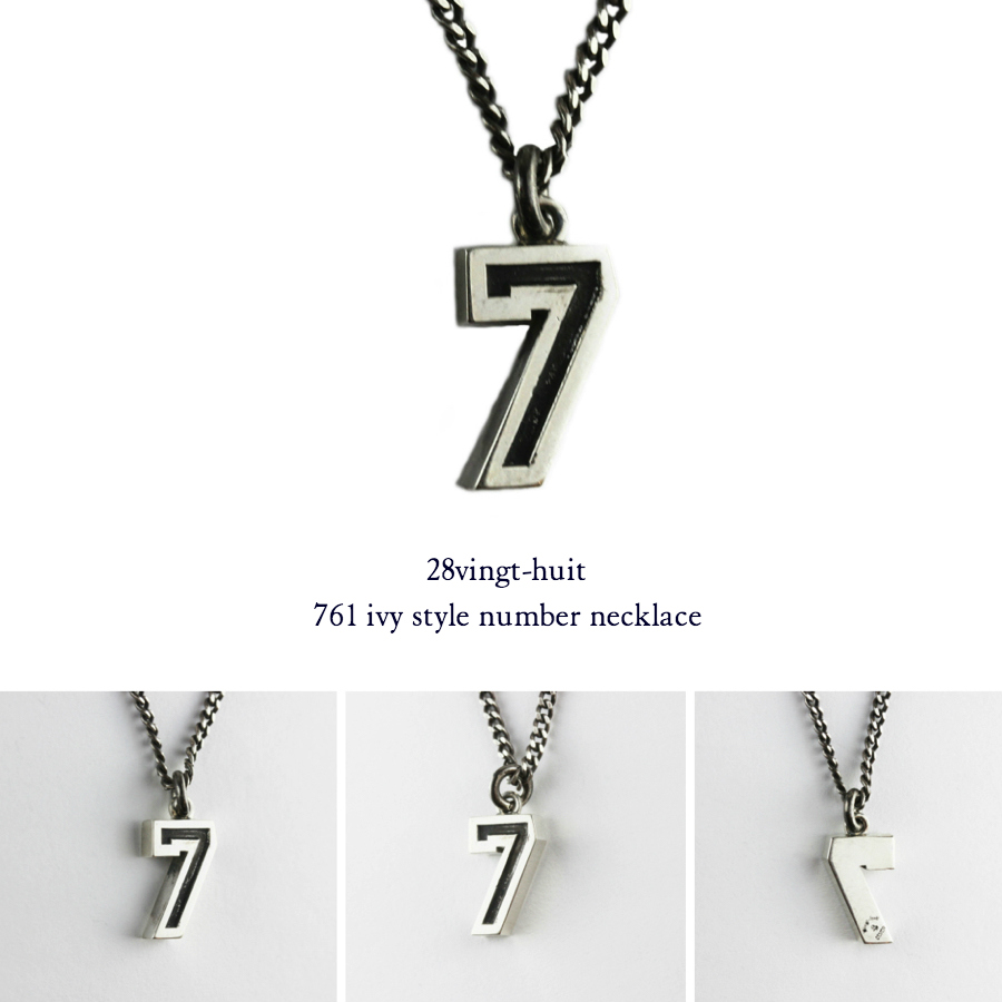 28vingt-huit 761 ナンバー 数字 ネックレス メンズ シルバー,ヴァンユィット Number Ivy Style Necklace Silver Mens