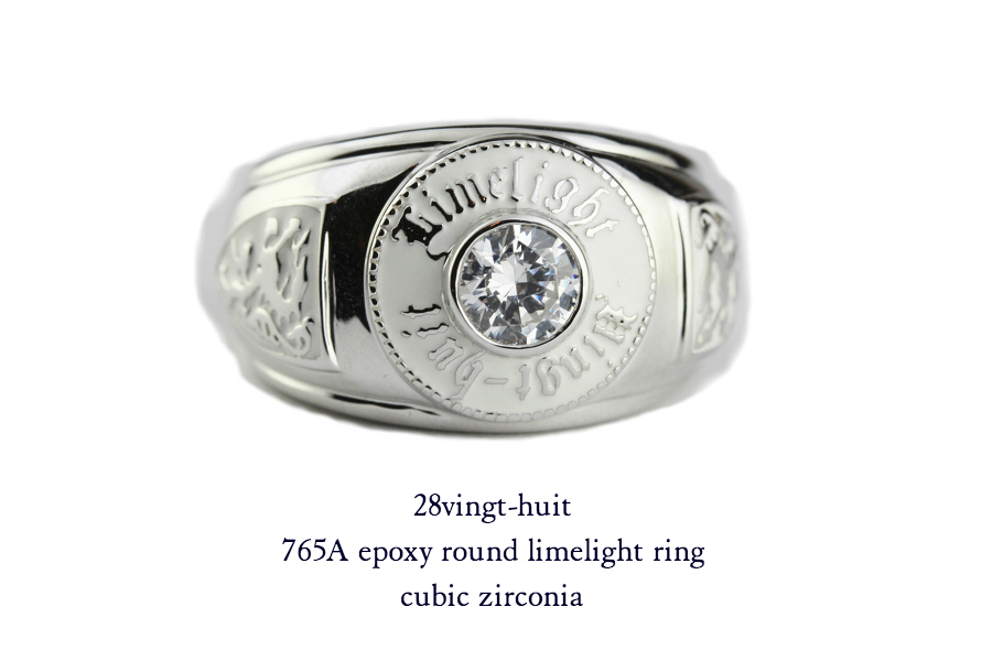 28vingt-huit 765a ラウンド カレッジ キュービックジルコニア リング メンズ シルバー,ヴァンユィット epoxy Zirconia ring Silver Mens