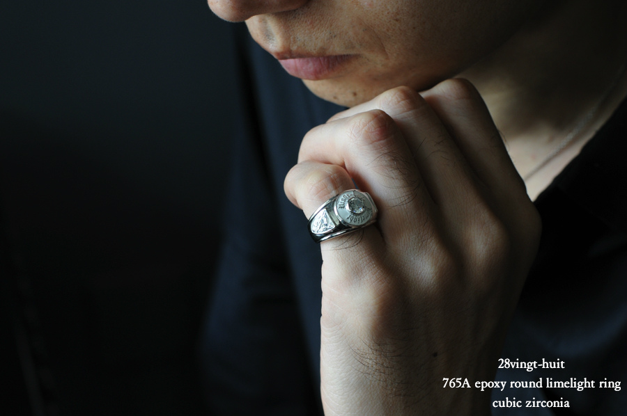 28vingt-huit 765a ラウンド カレッジ キュービックジルコニア リング メンズ シルバー,ヴァンユィット epoxy Zirconia ring Silver Mens