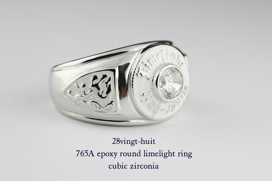 28vingt-huit 765a ラウンド カレッジ キュービックジルコニア リング メンズ シルバー,ヴァンユィット epoxy Zirconia ring Silver Mens