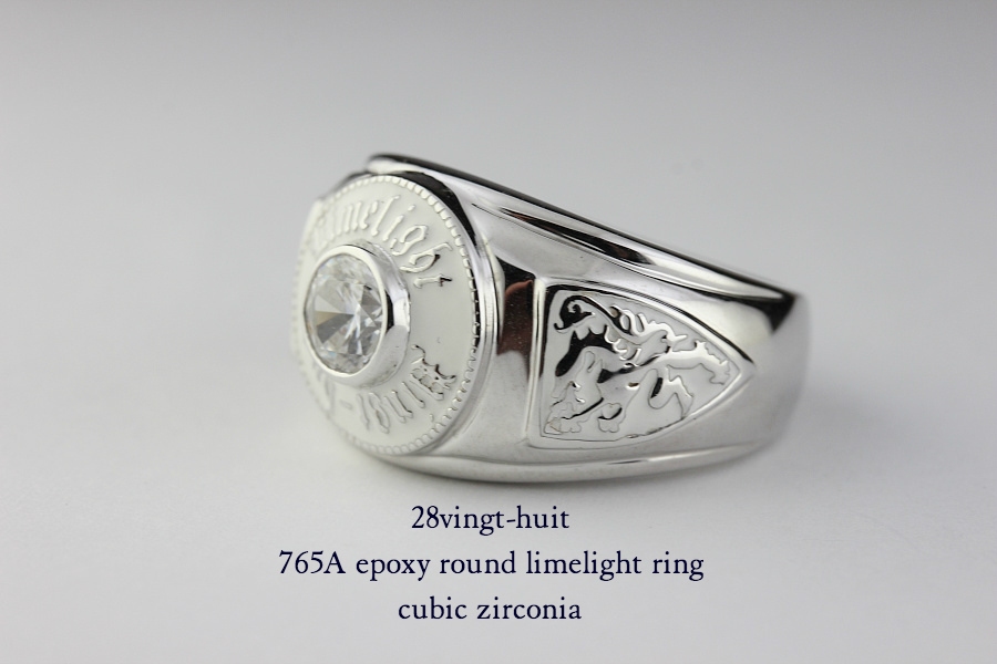 28vingt-huit 765a ラウンド カレッジ キュービックジルコニア リング メンズ シルバー,ヴァンユィット epoxy Zirconia ring Silver Mens