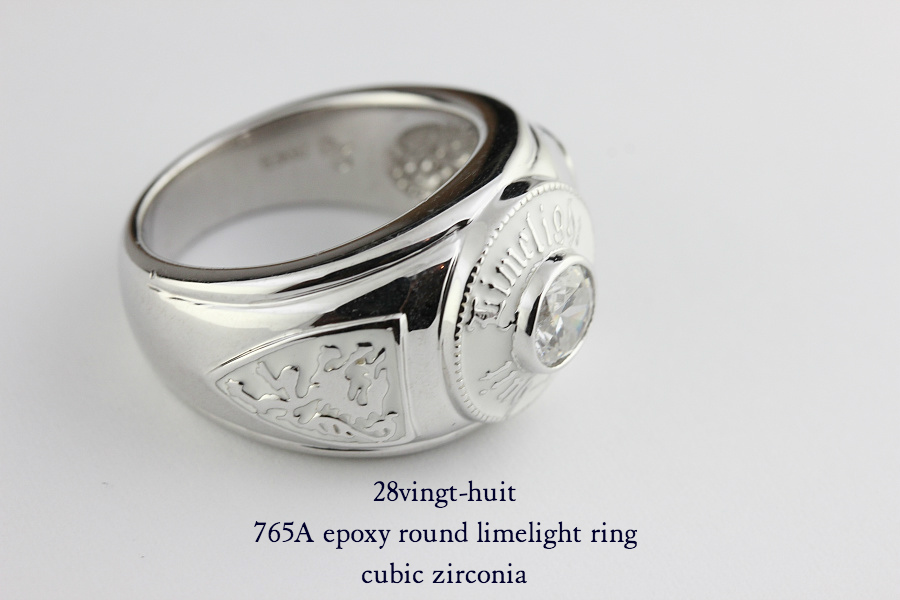 28vingt-huit 765a ラウンド カレッジ キュービックジルコニア リング メンズ シルバー,ヴァンユィット epoxy Zirconia ring Silver Mens