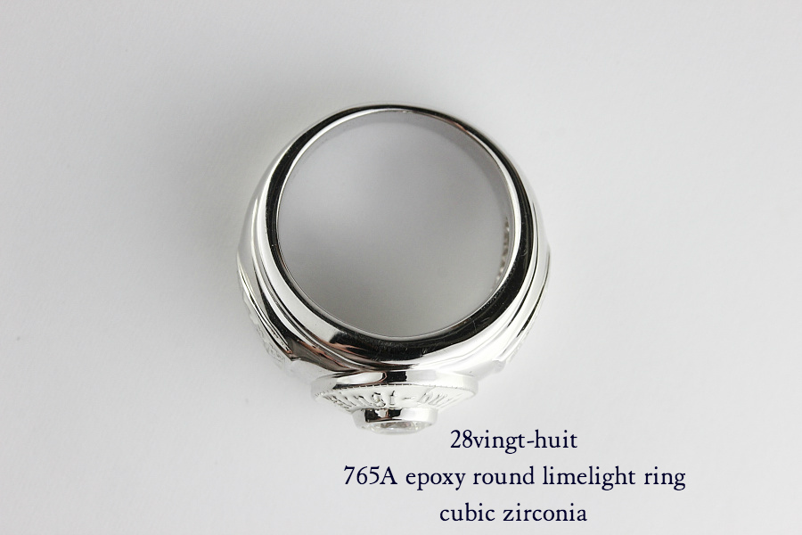 28vingt-huit 765a ラウンド カレッジ キュービックジルコニア リング メンズ シルバー,ヴァンユィット epoxy Zirconia ring Silver Mens