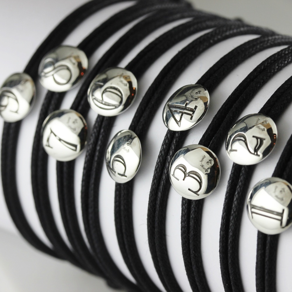 28vingt-huit 776 ナンバー 数字 紐ブレスレット ワックスコード ペア シルバー,ヴァンユィット Number Wax Cord Bracelet Silver Mens