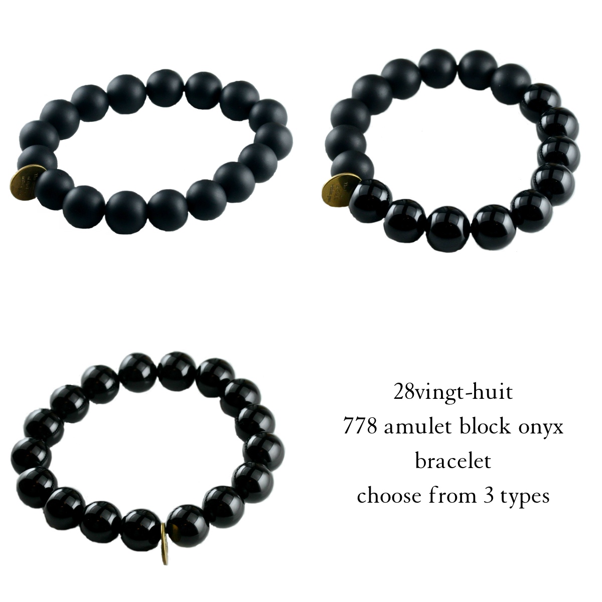 28vingt-huit 778 アミュレット ブラック オニキス ブレスレット,ヴァンユィット Amulet Black Onyx Bracelet Mens