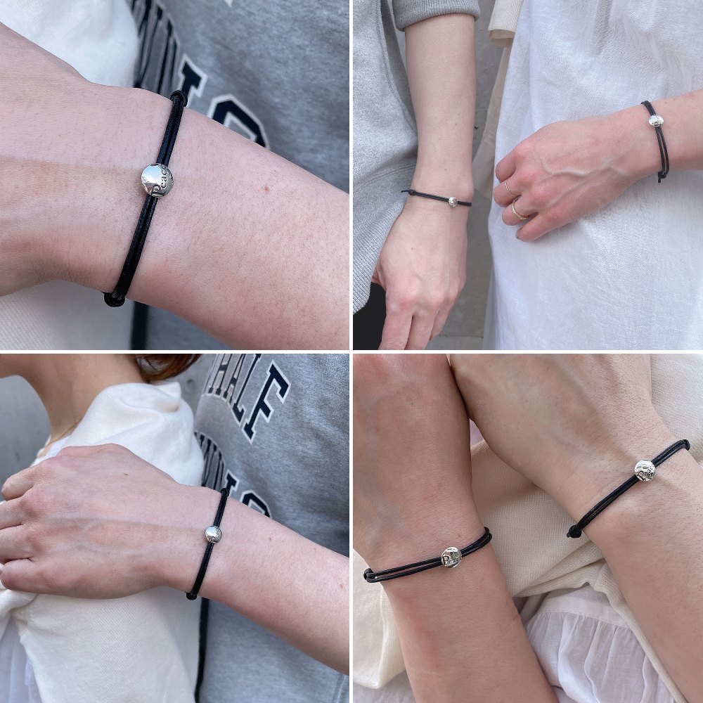 28vingt-huit 780 ピース 紐ブレスレット ワックスコード ペア シルバー925,ヴァンユィット Peace Wax Cord Bracelet SILVER925 Mens