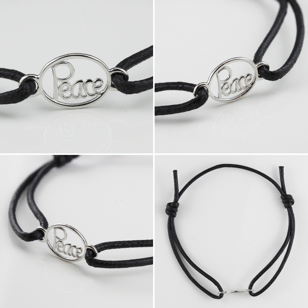 28vingt-huit 781 ピース 紐ブレスレット ワックスコード ペア 男女兼用 シルバー925,ヴァンユィット Peace Wax Cord Bracelet SILVER925