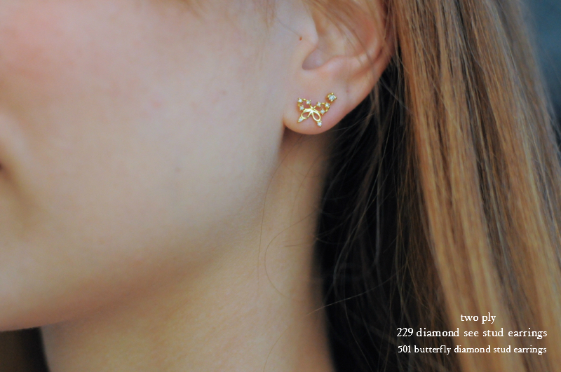 トゥー プライ 229 ダイヤモンド シード スタッド ピアス 18金,two ply Diamond Seed Stud Earrings K18