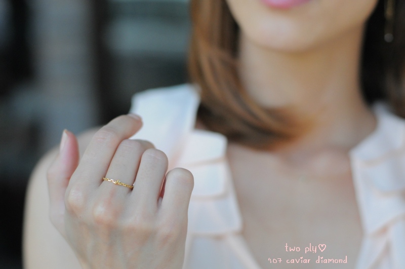 トゥー プライ 407 キャビア 一粒ダイヤモンド チェーン リング 18金,two ply Caviar Diamond Chain Ring K18