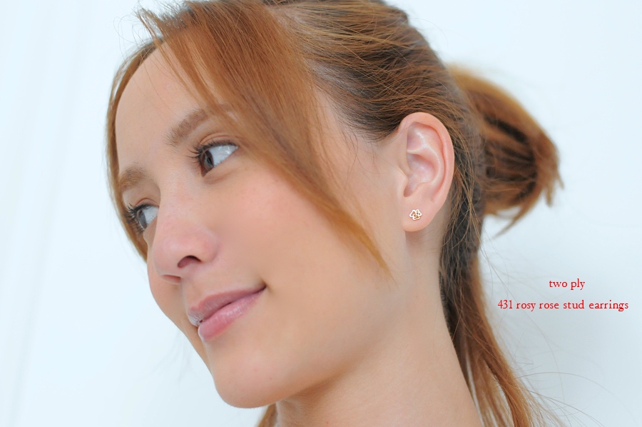 トゥー プライ 431 ローズ バラ スタッド ピアス 18金,two ply Rosy Rose Stud Earrings K18